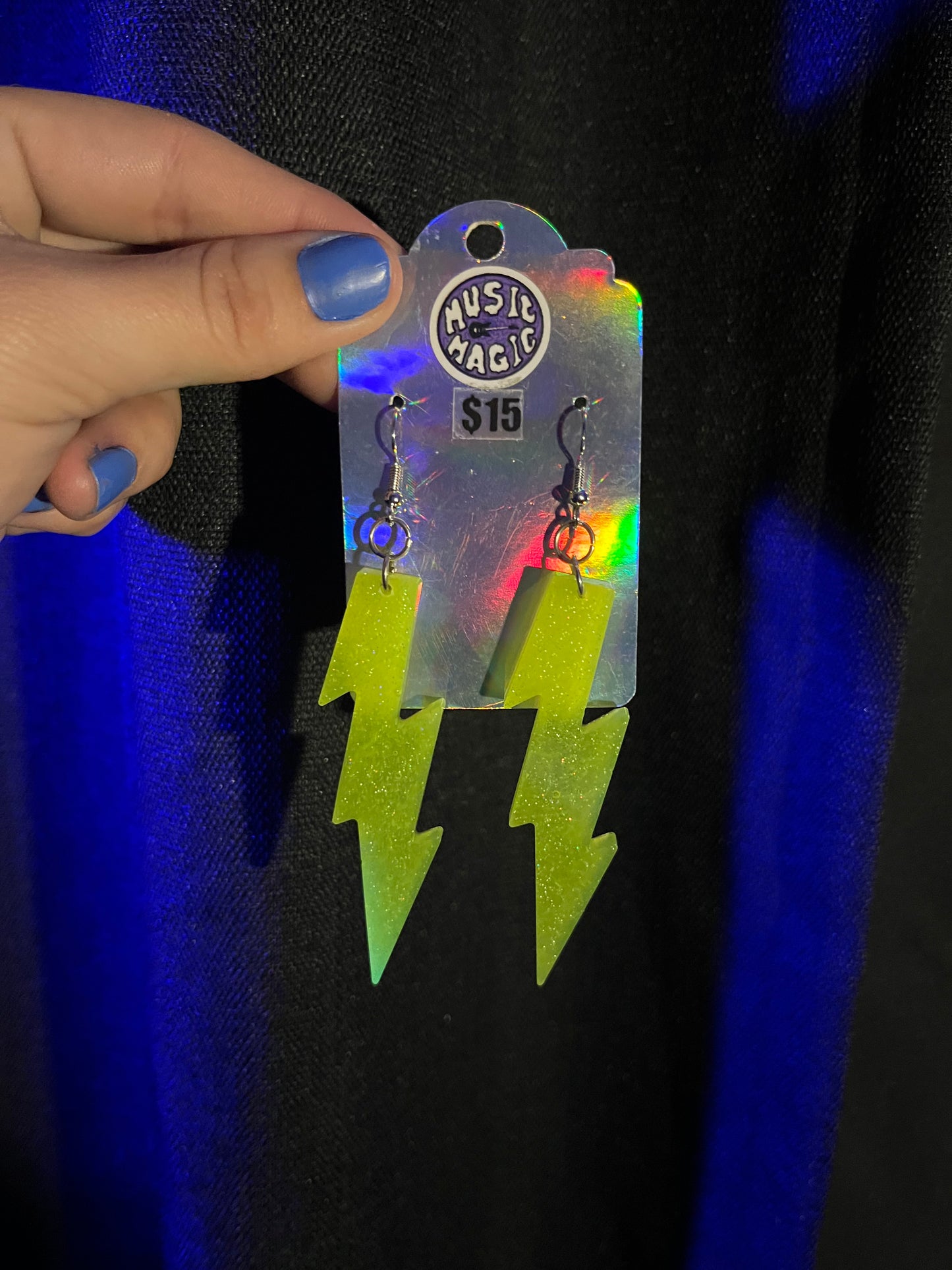 Neon Yellow Lightning Bolt Earrings