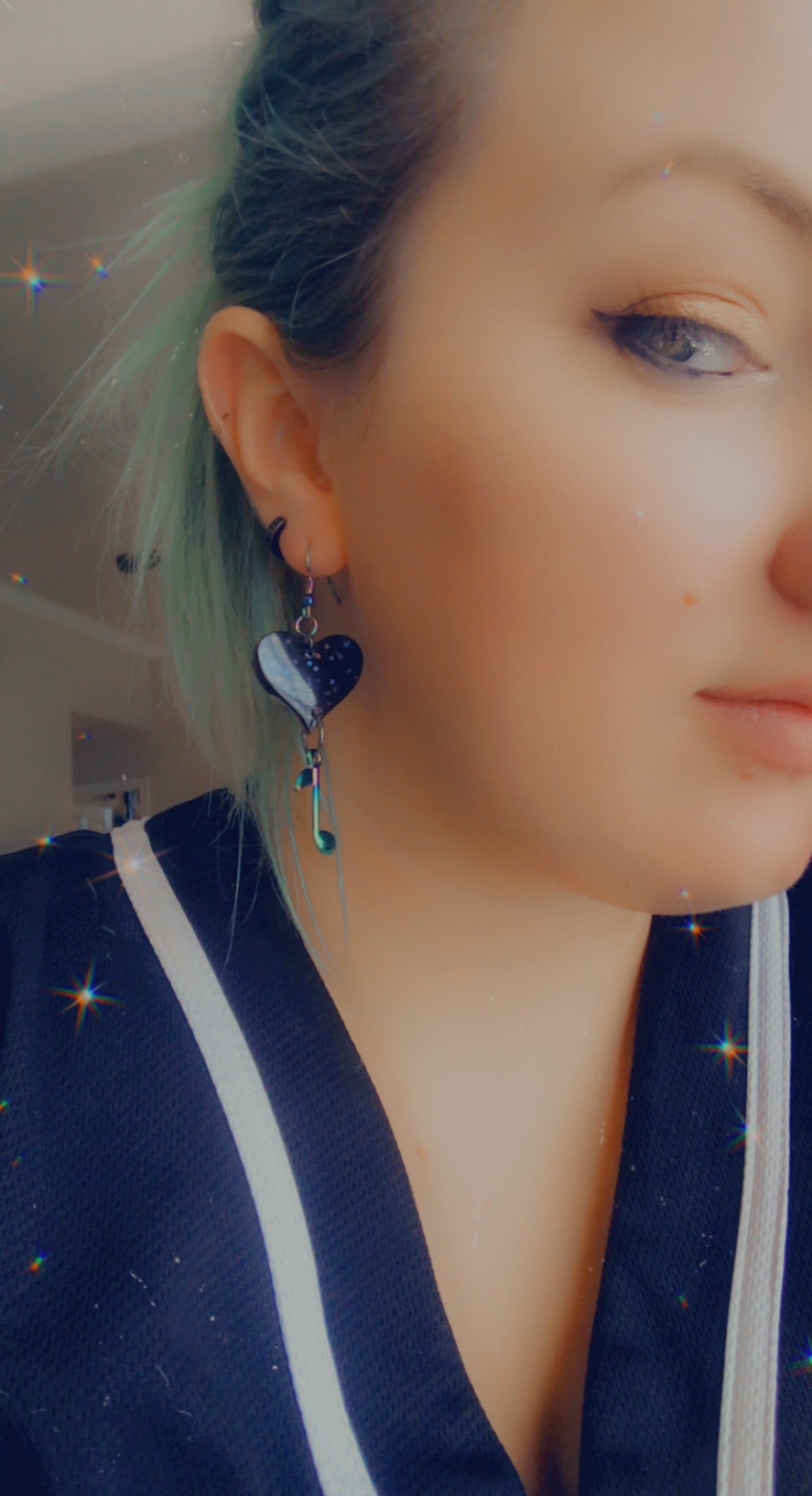 Heart and Music Note Dangle Earrings