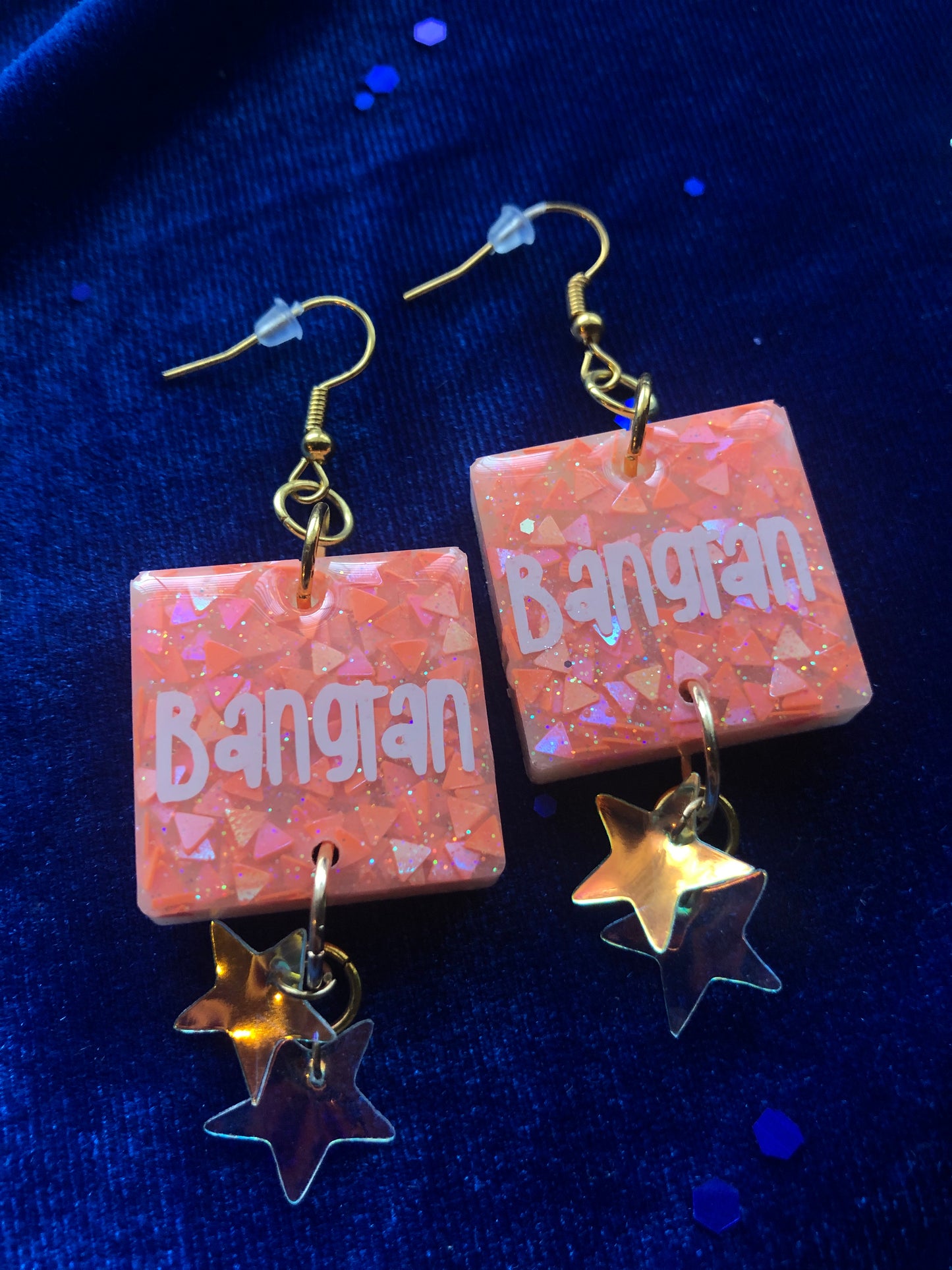 Bangtan Glow Glitter Square Dangle Earrings