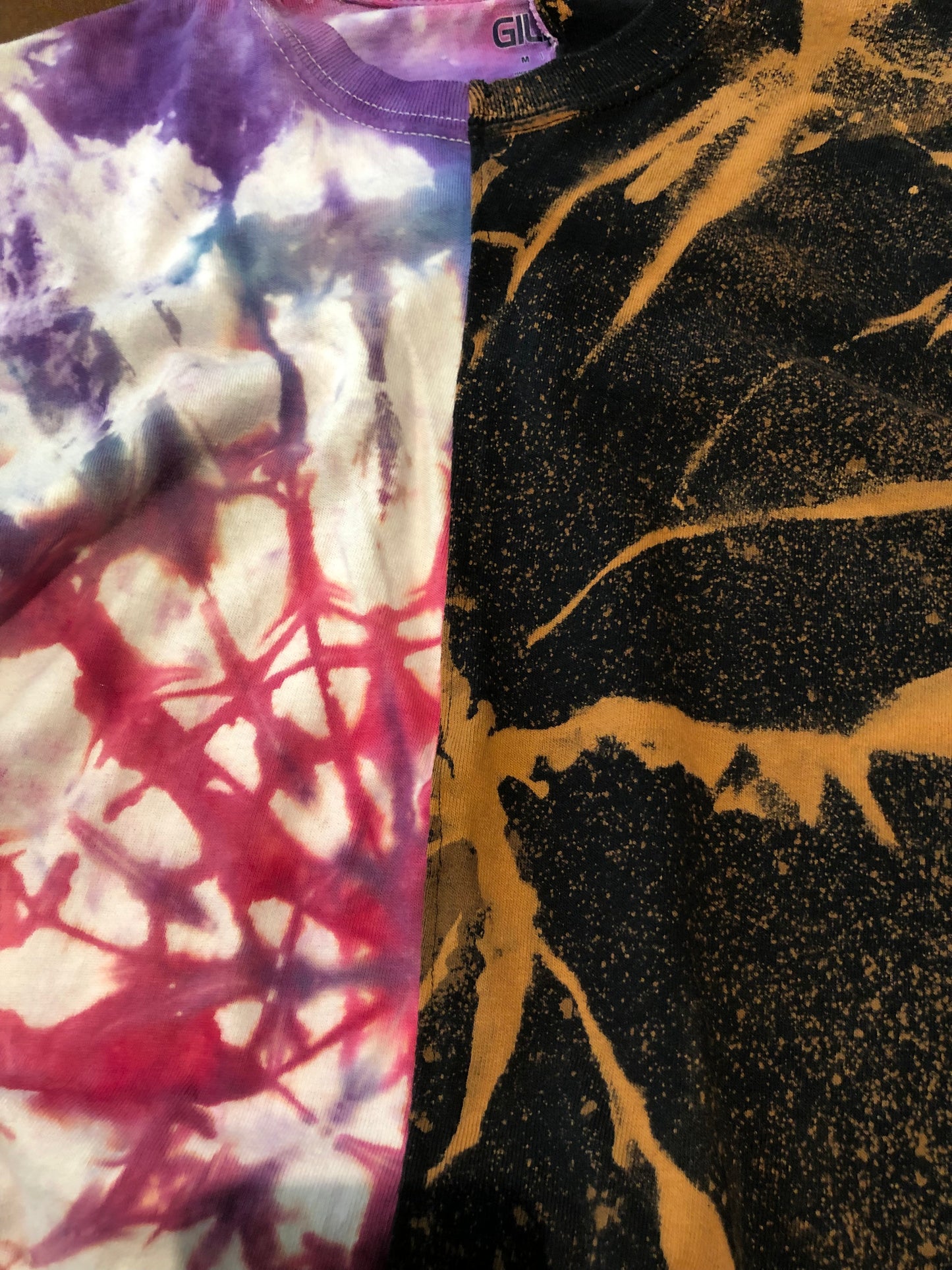 Split Tie Dye and Bleached Tee Shirt