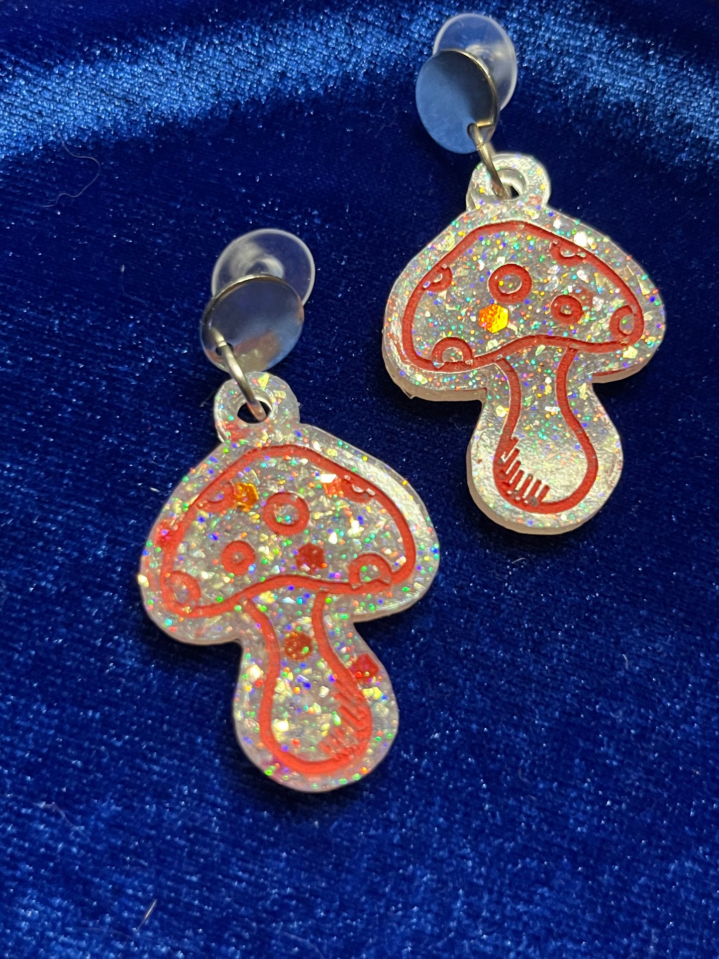 Mushroom Glitter Earrings Small