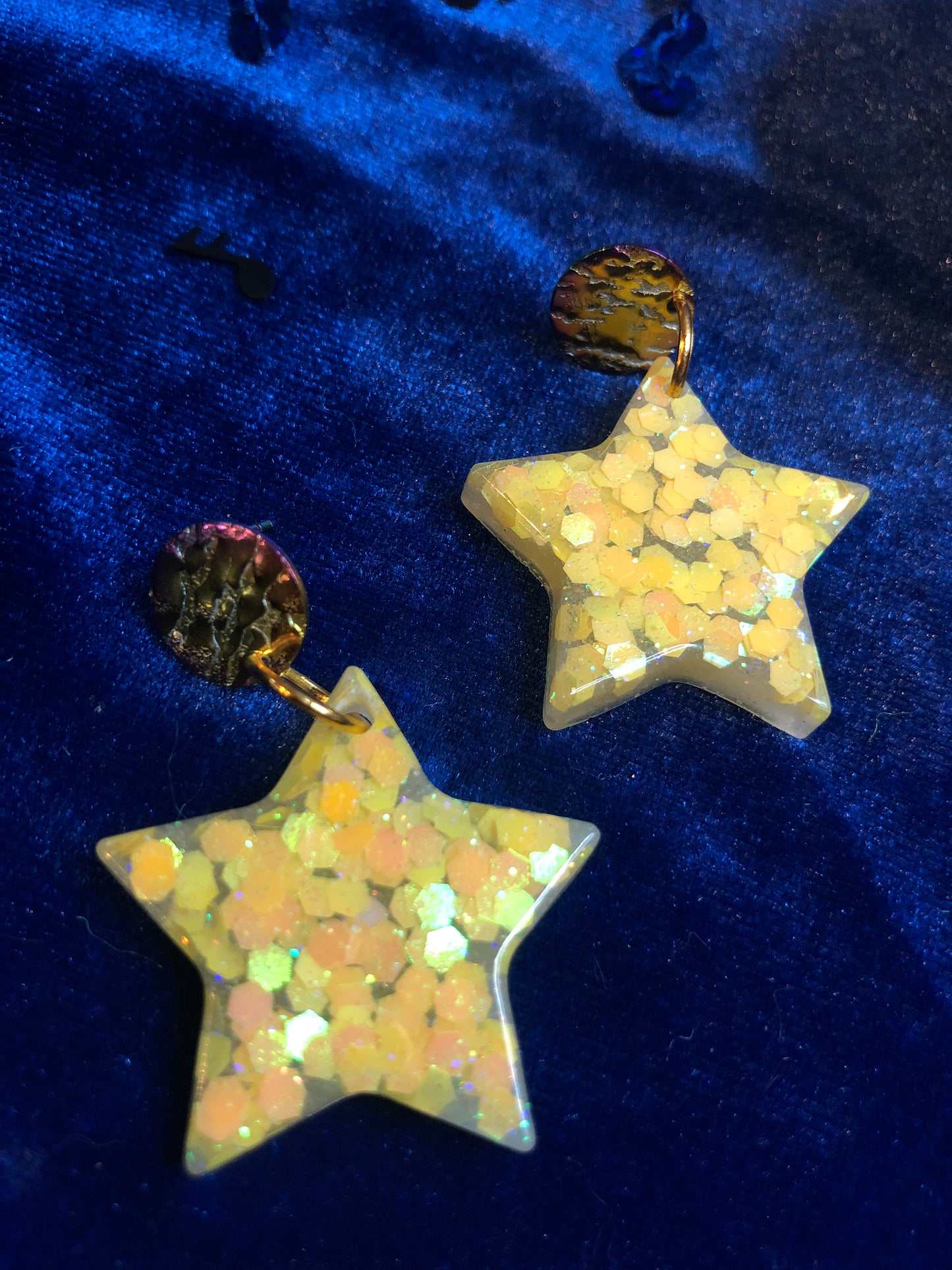 Star Glitter Dangle Stud Earrings