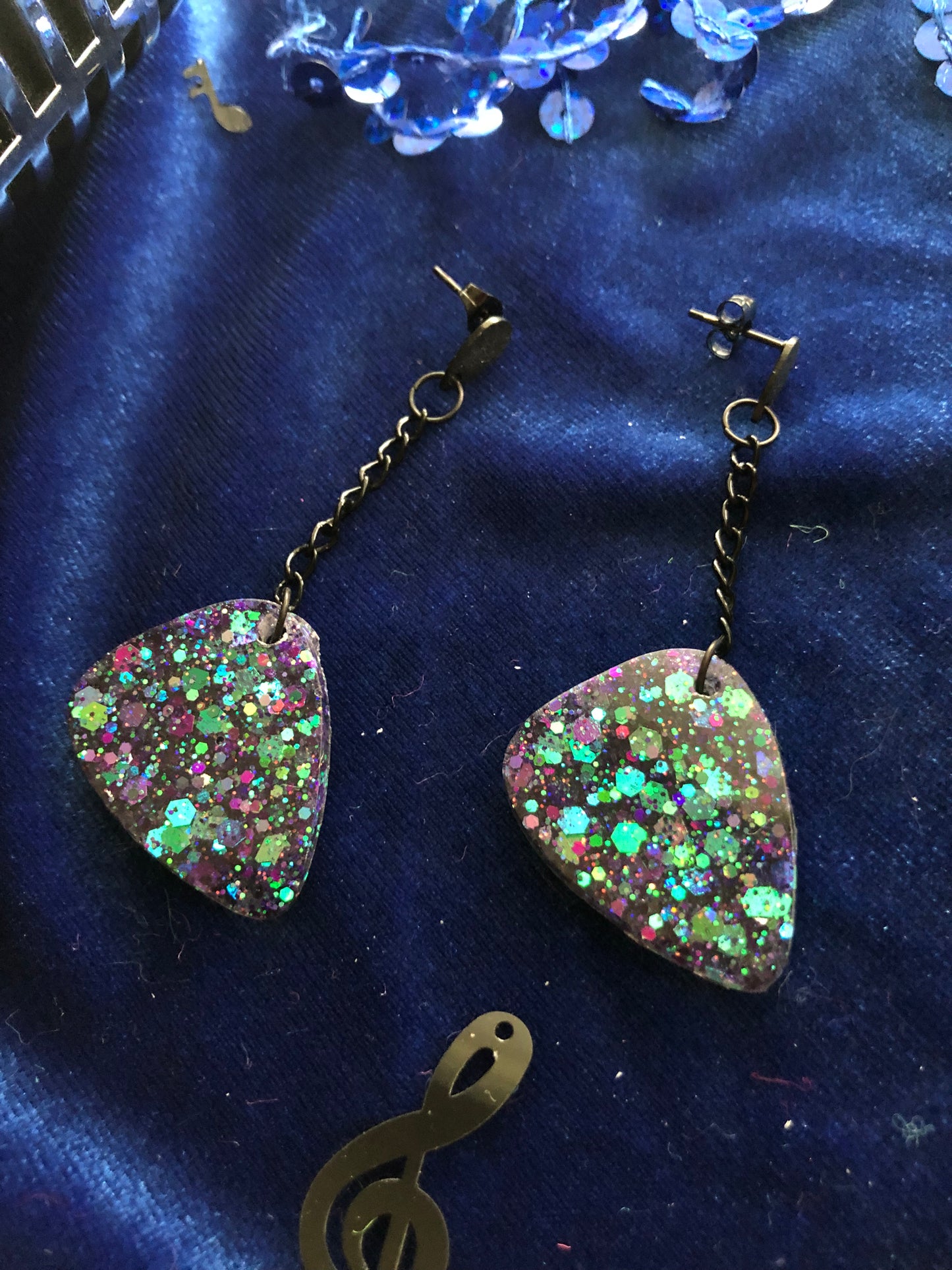 Dangle Color Shift Guitar Pick Earrings