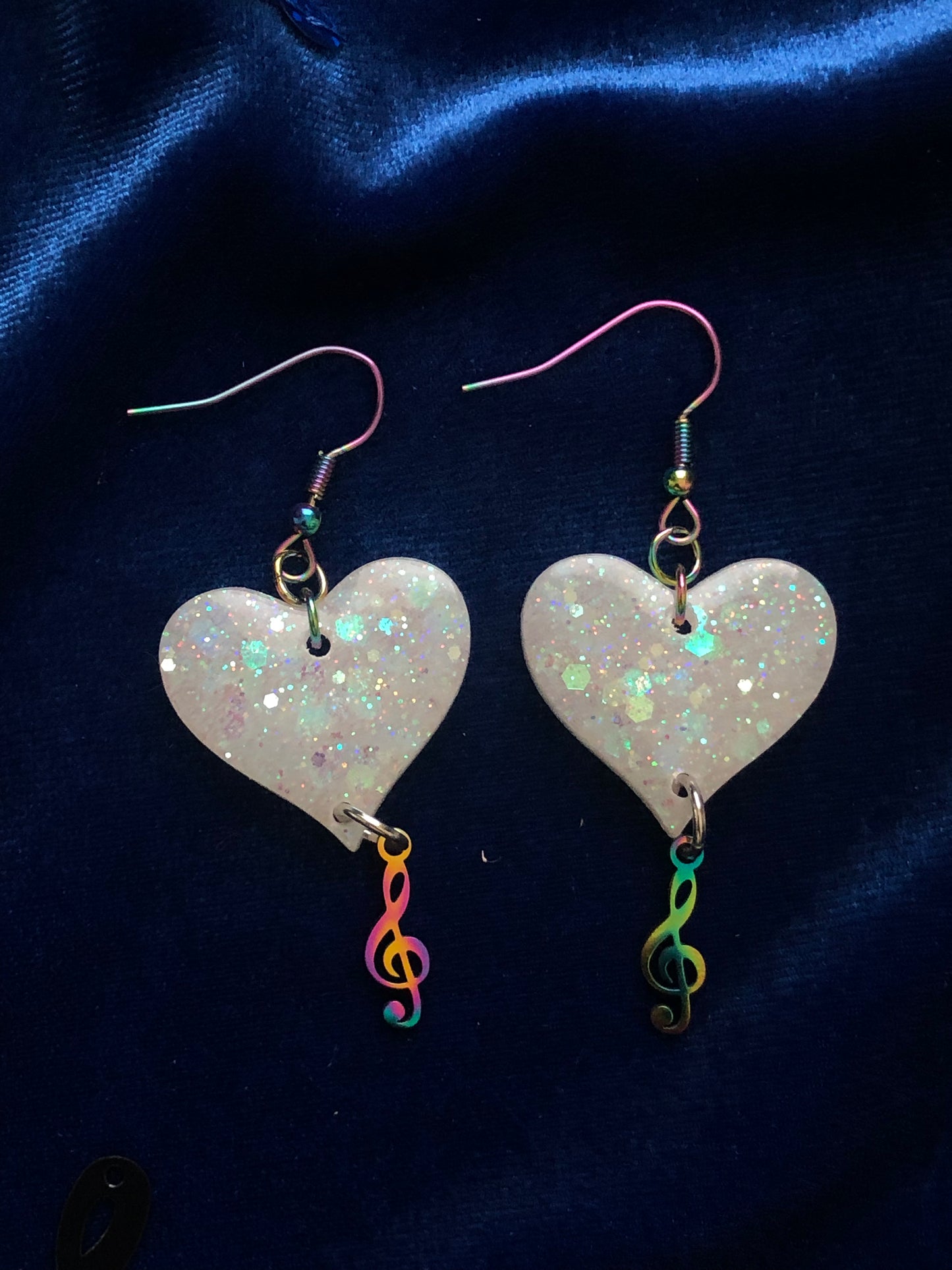 Heart and Music Note Dangle Earrings