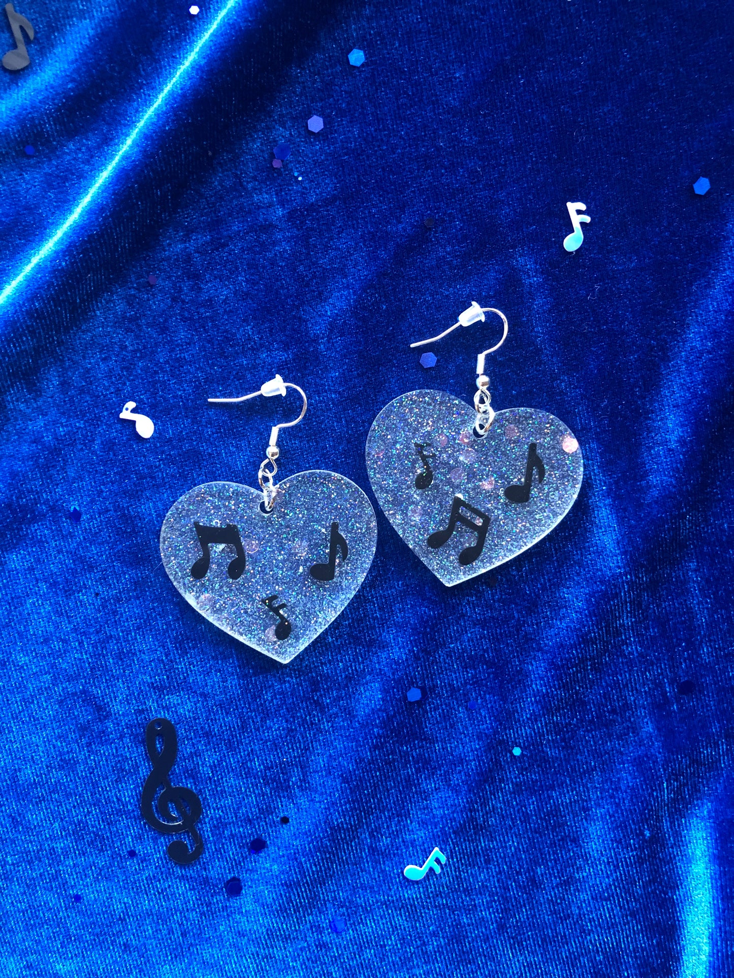 Glow in the Dark Music Note Heart Earrings
