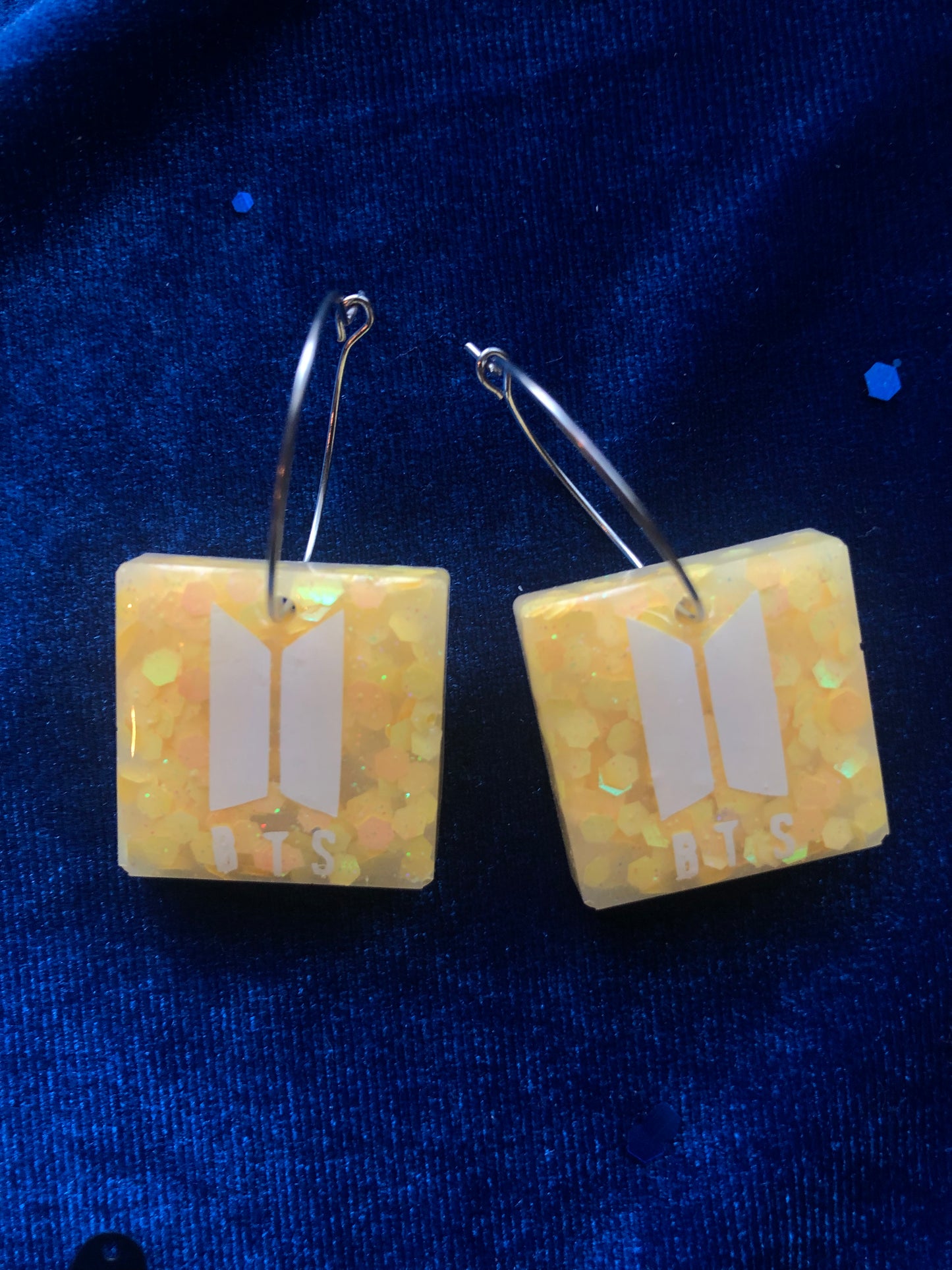 BTS Logo Glow Square Hoop Earrings