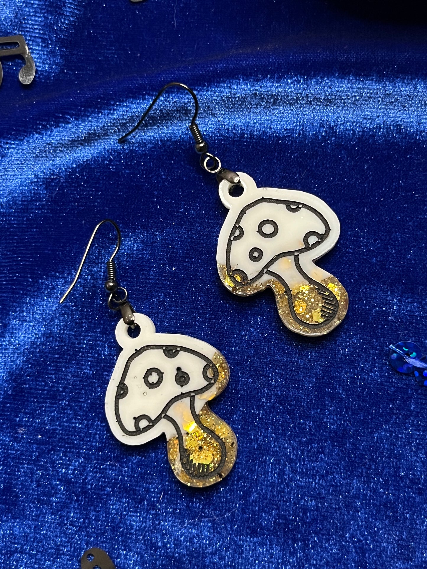 Mushroom Glitter Earrings Small