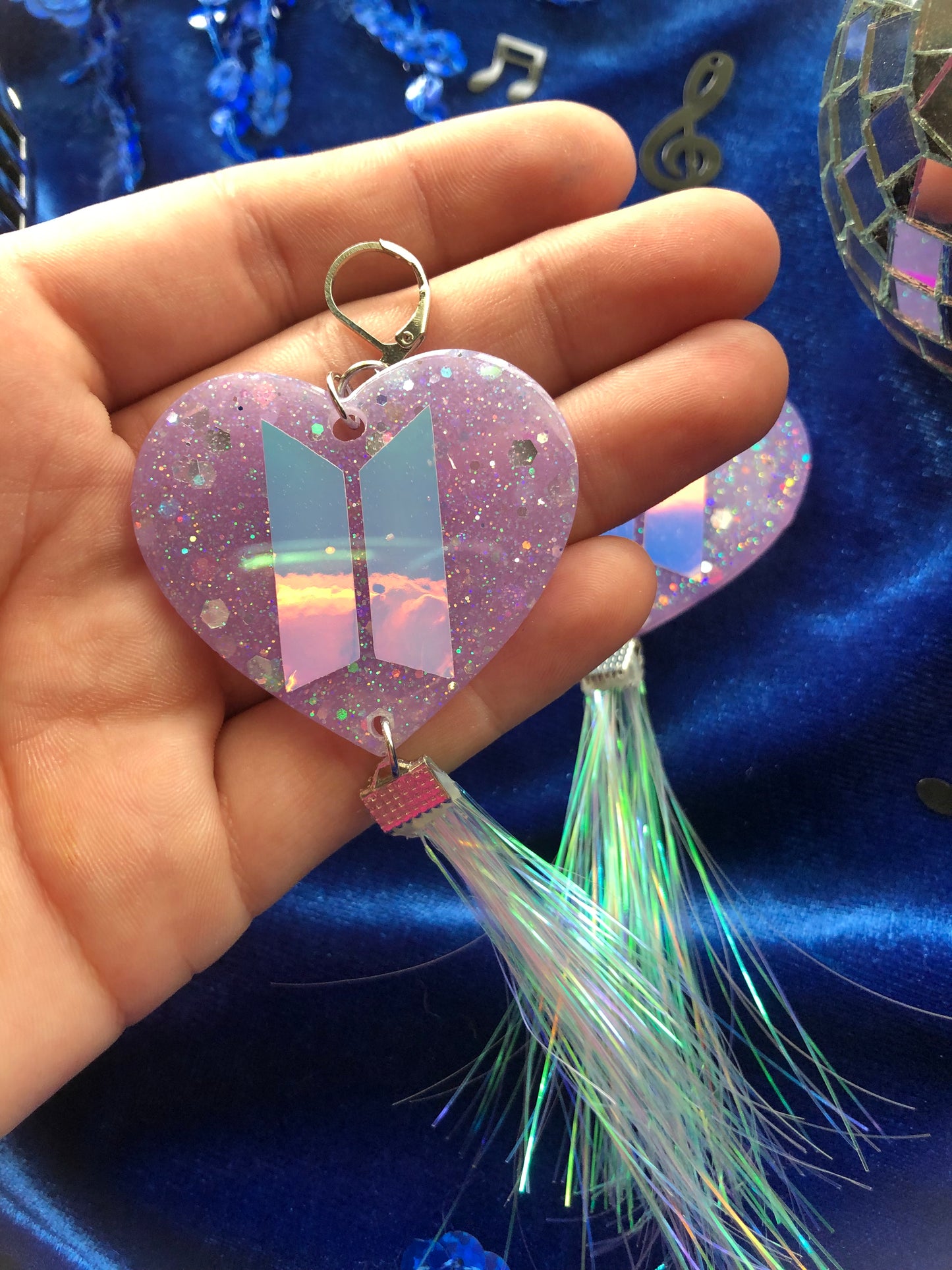 BTS Logo Tassel Heart Earrings