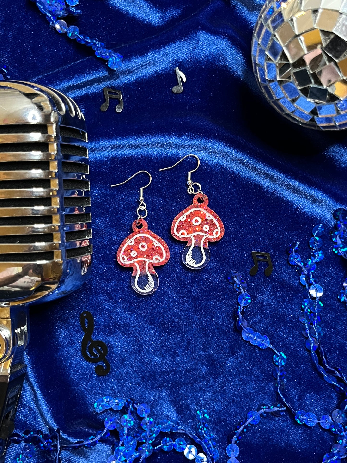 Mushroom Glitter Earrings Small