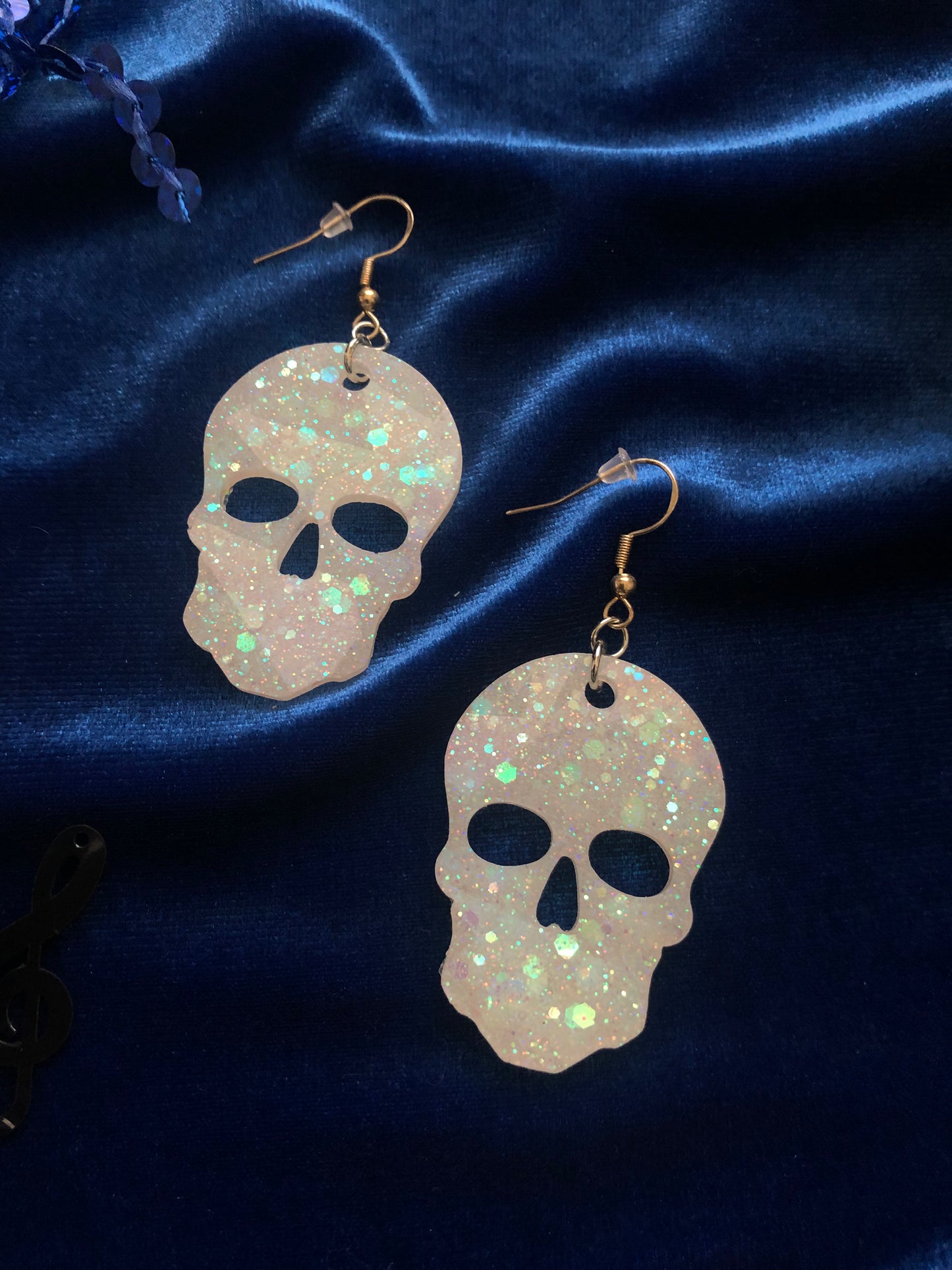 Holographic Skull Glitter Earrings