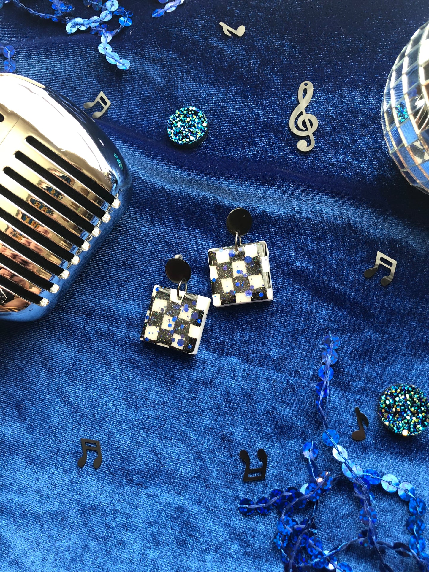 Checker Punk Resin Earrings