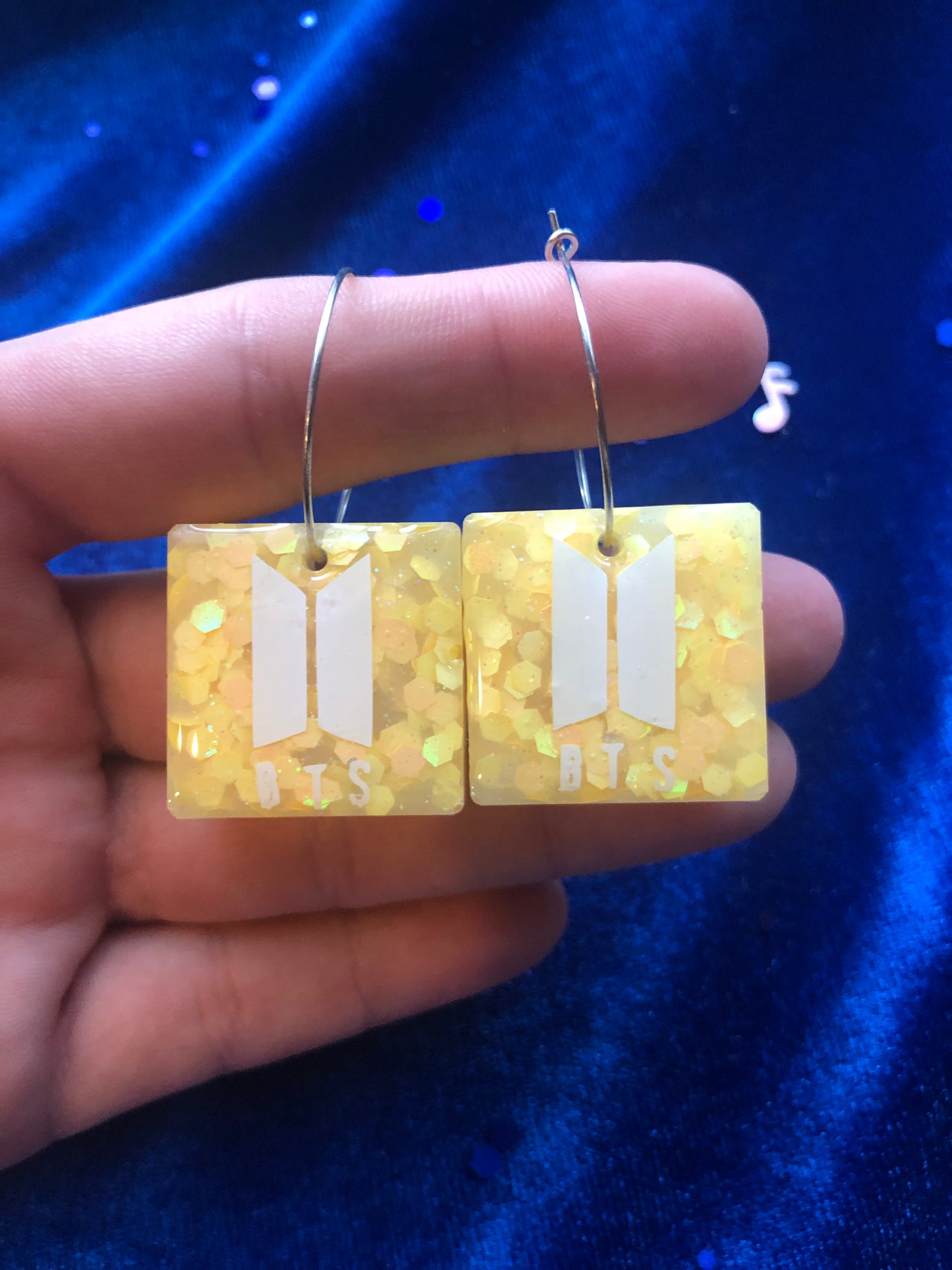 BTS Logo Glow Square Hoop Earrings