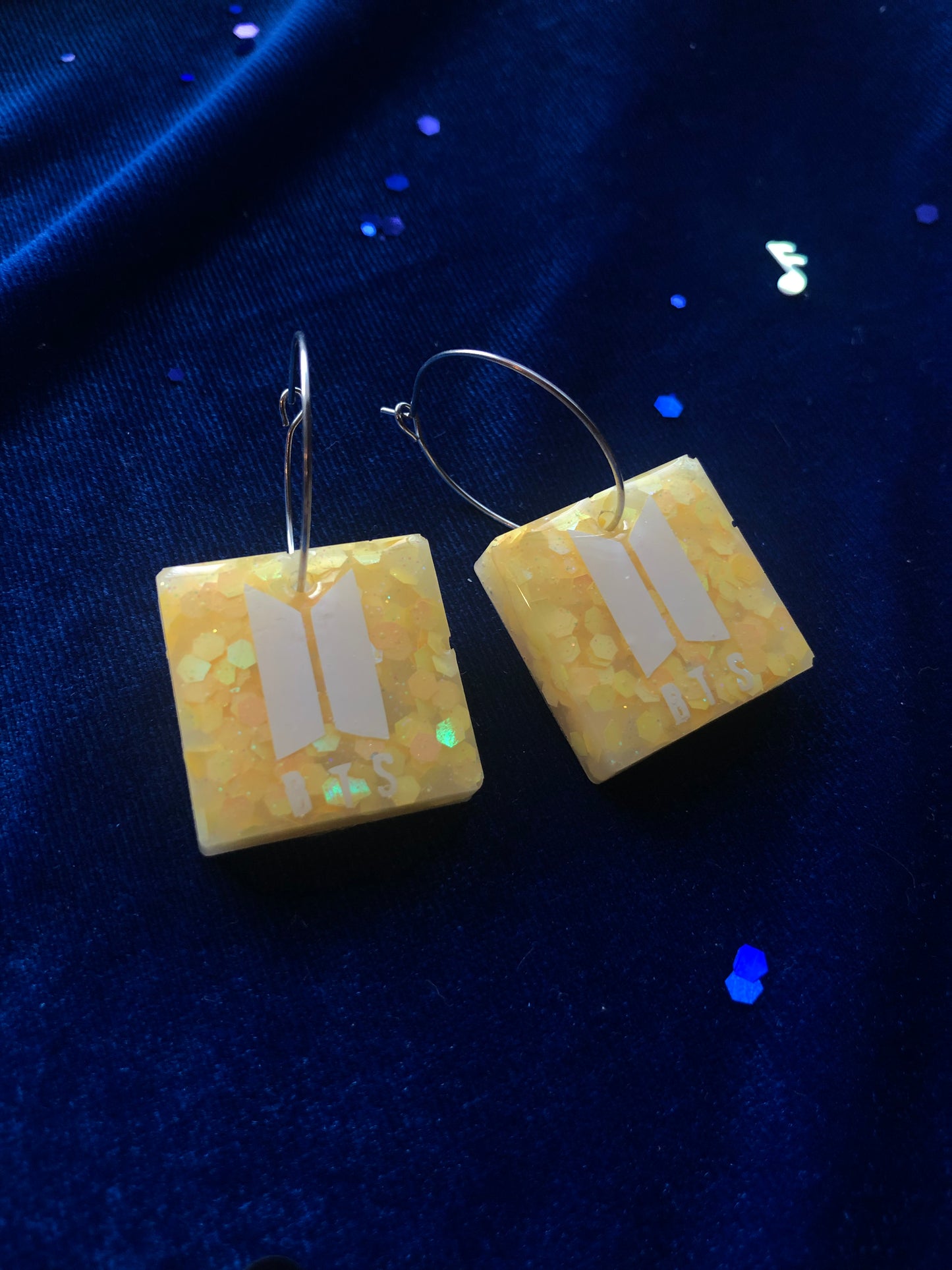 BTS Logo Glow Square Hoop Earrings