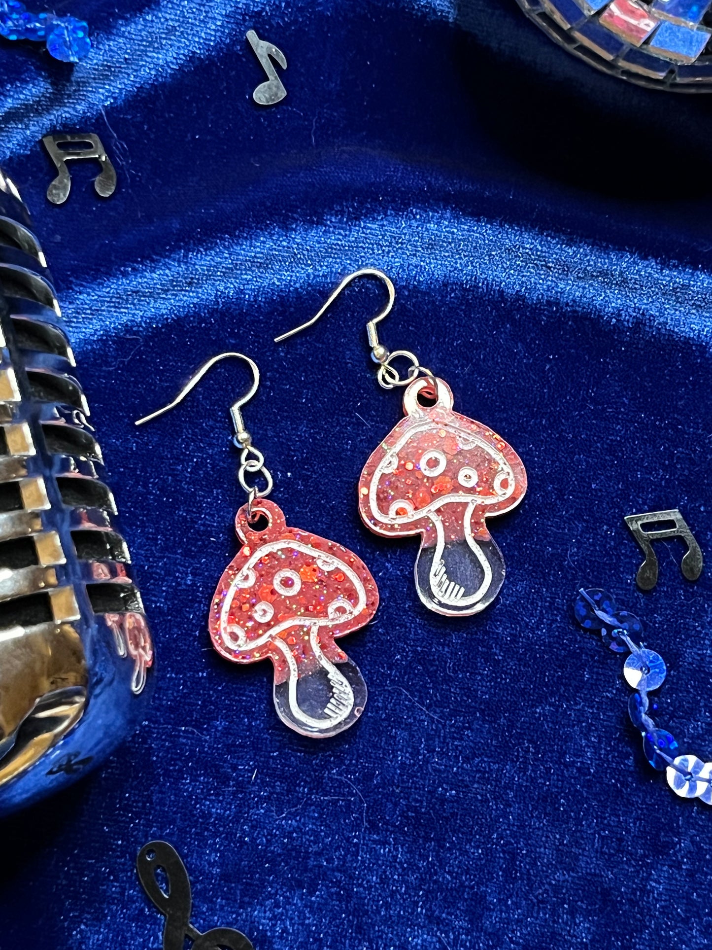 Mushroom Glitter Earrings Small