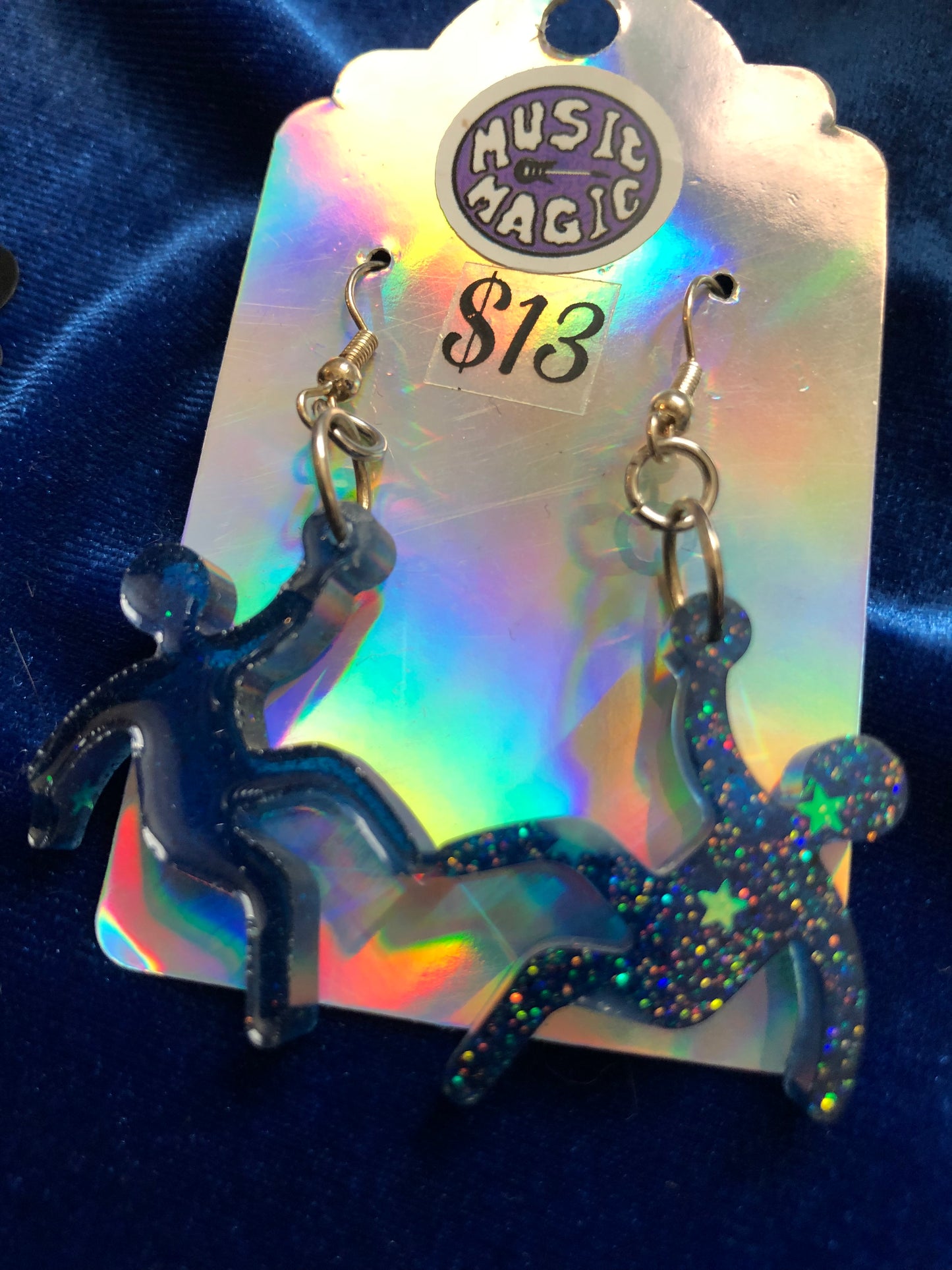 Blue Stick Figure Earrings