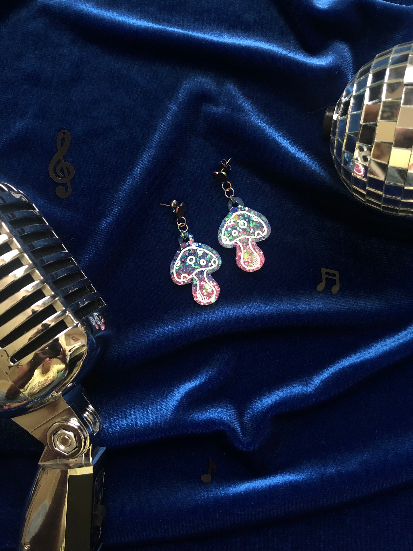Mushroom Glitter Earrings Small