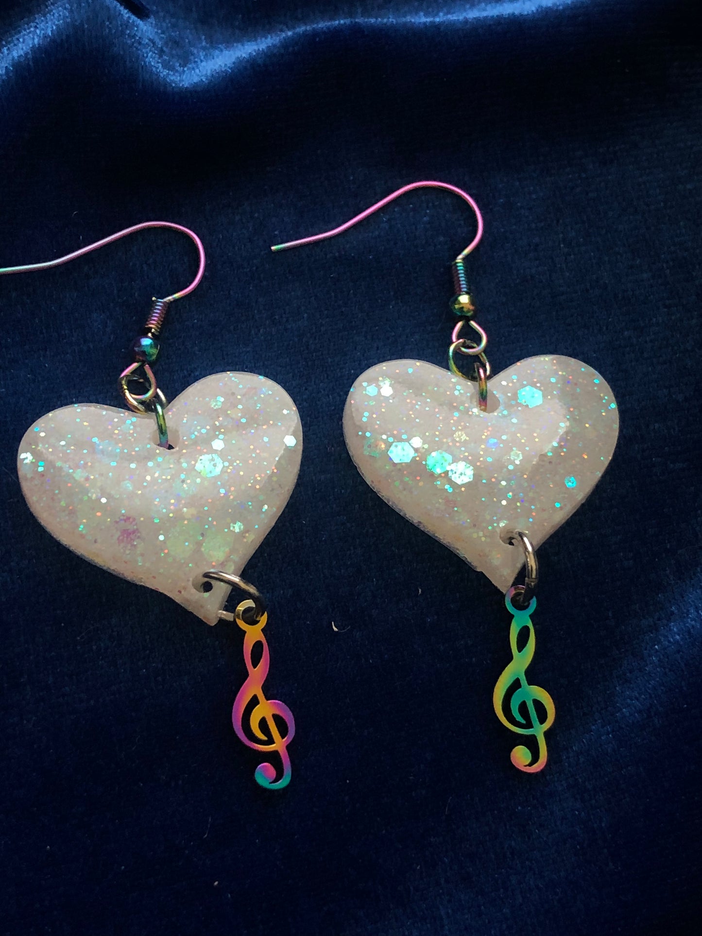 Heart and Music Note Dangle Earrings