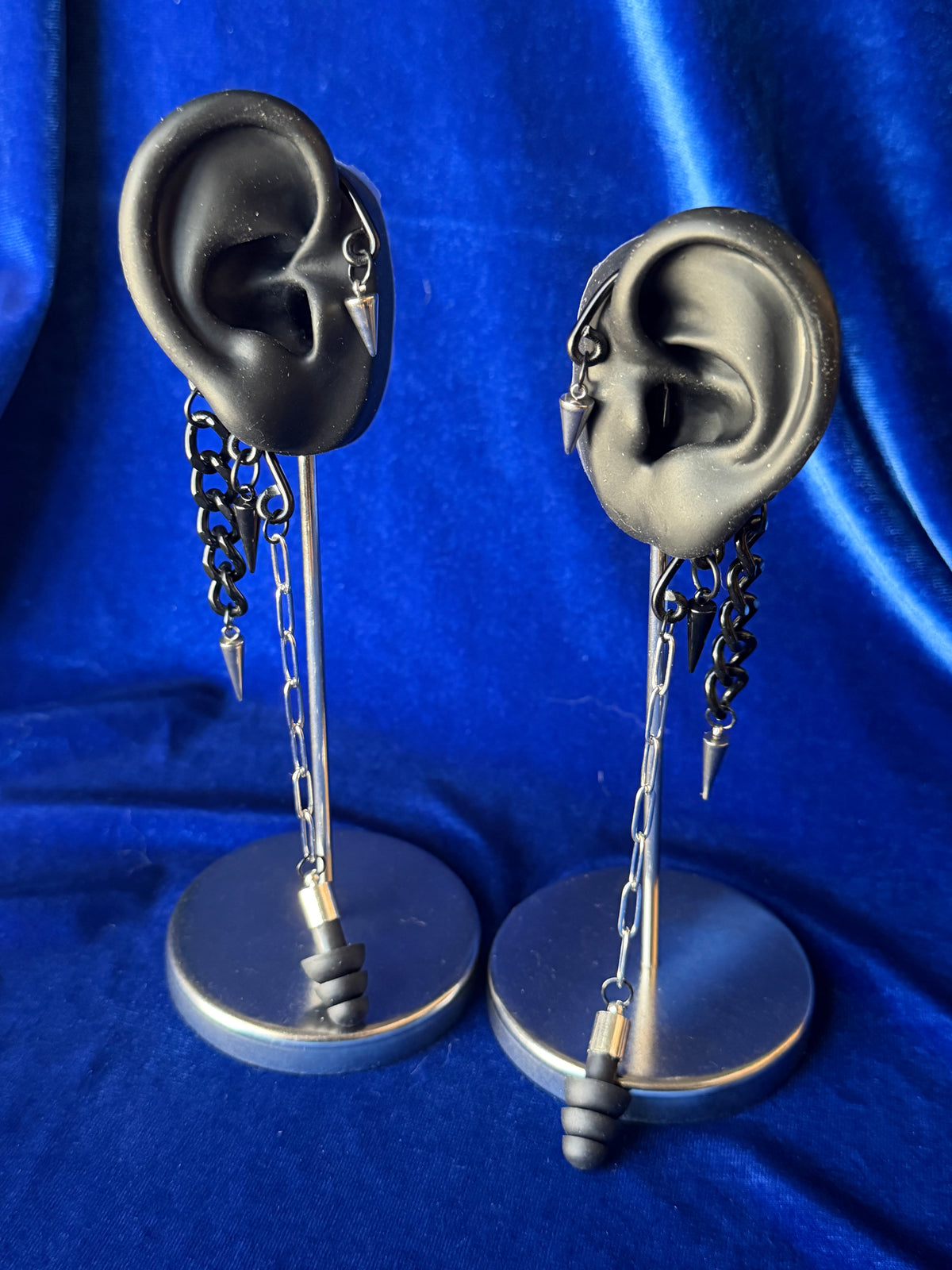 3 Spike Cuff Set - Silver and Black