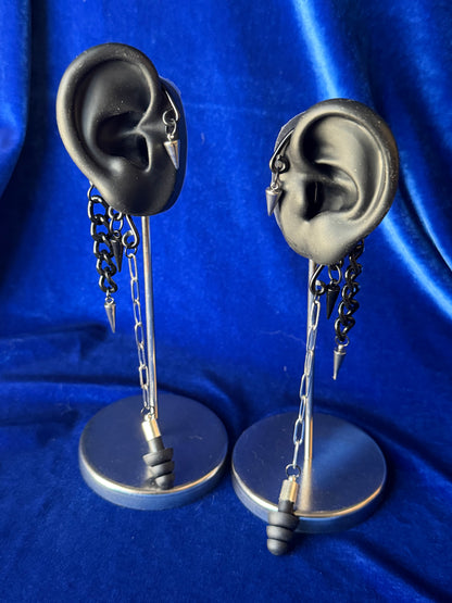 3 Spike Cuff Set - Silver and Black