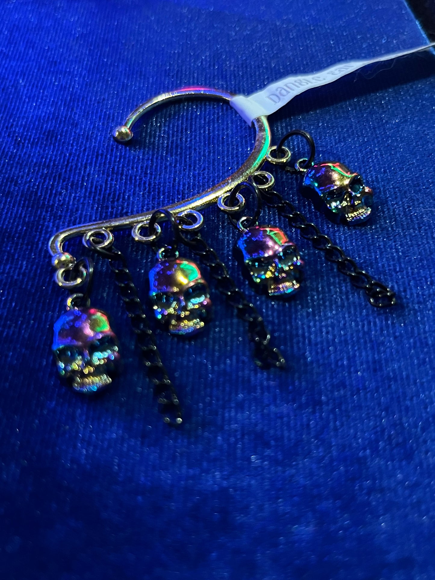 Ear Cuff with Electroplated Skulls and Chains