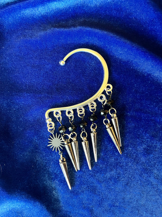 Ear Cuff Single - Gunmetal Spikes