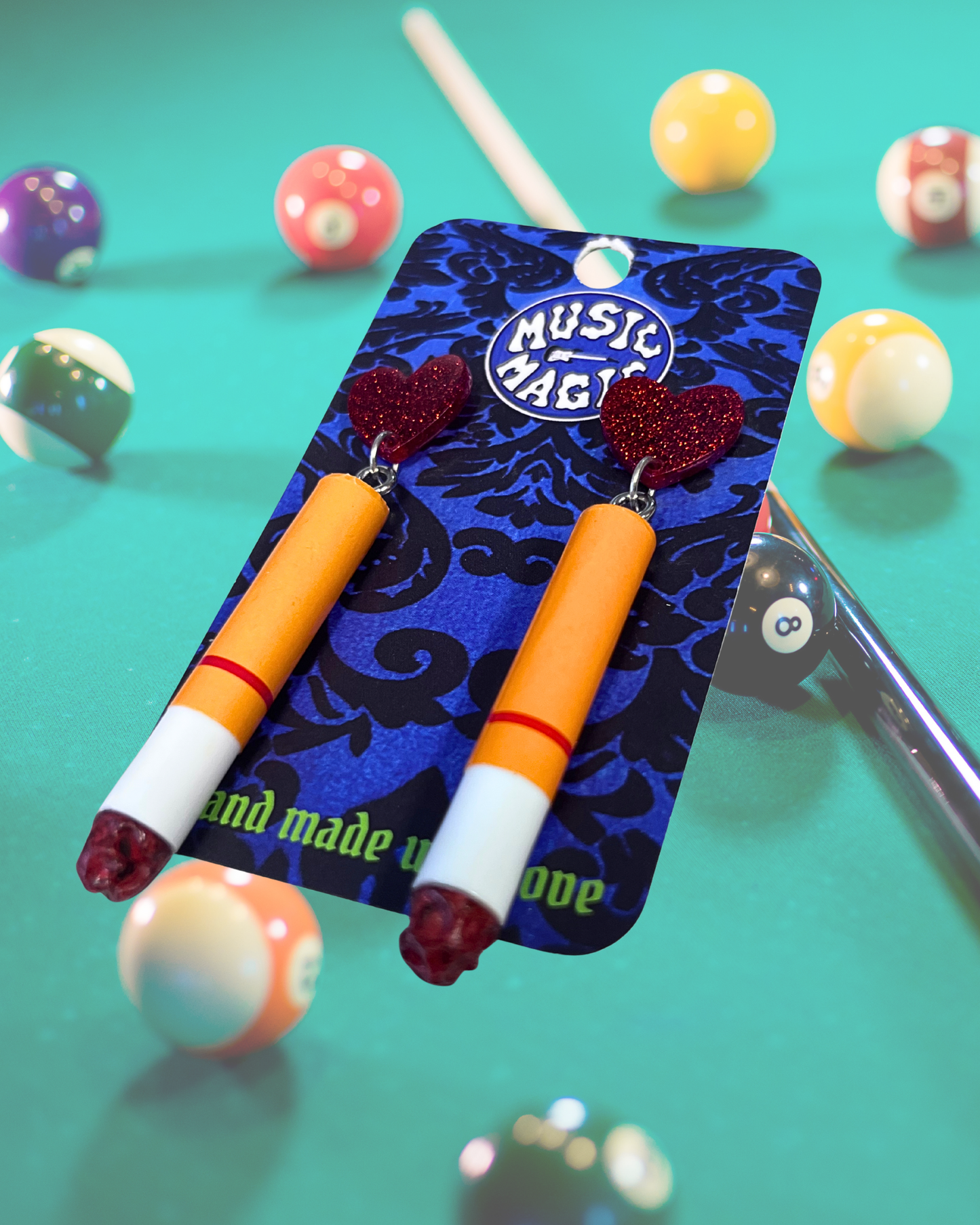 Funny Cigarette Earrings - Heart Stud