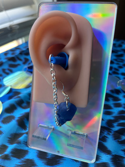 Skull Ear Plug Earrings - Blue