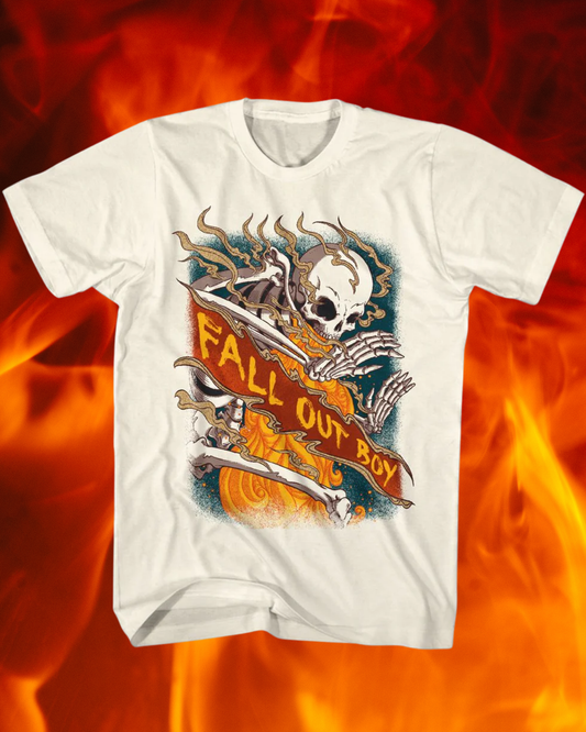 Fall Out Boy Skeleton Walker Tee - White