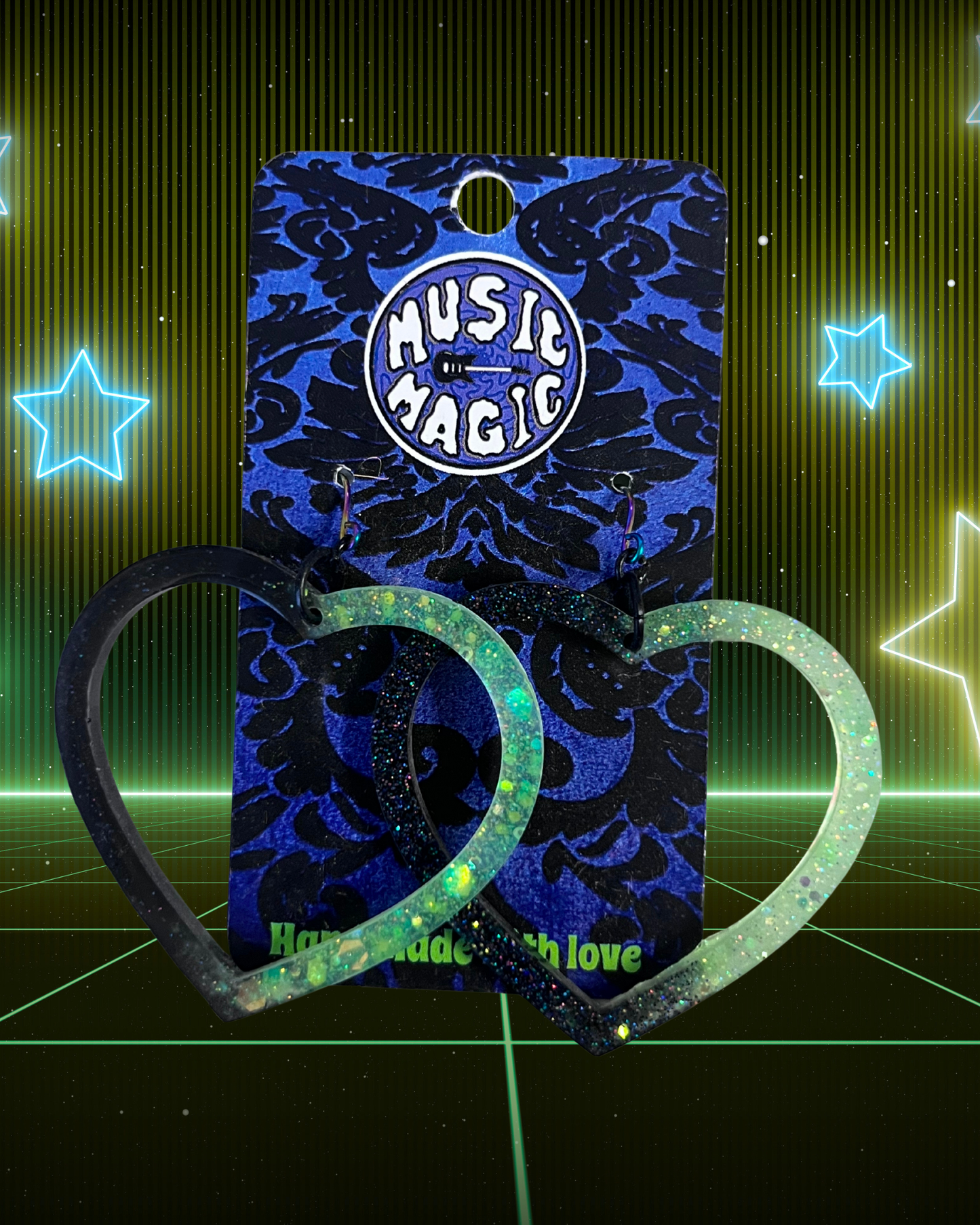 Love Heart Resin Earrings - Outline