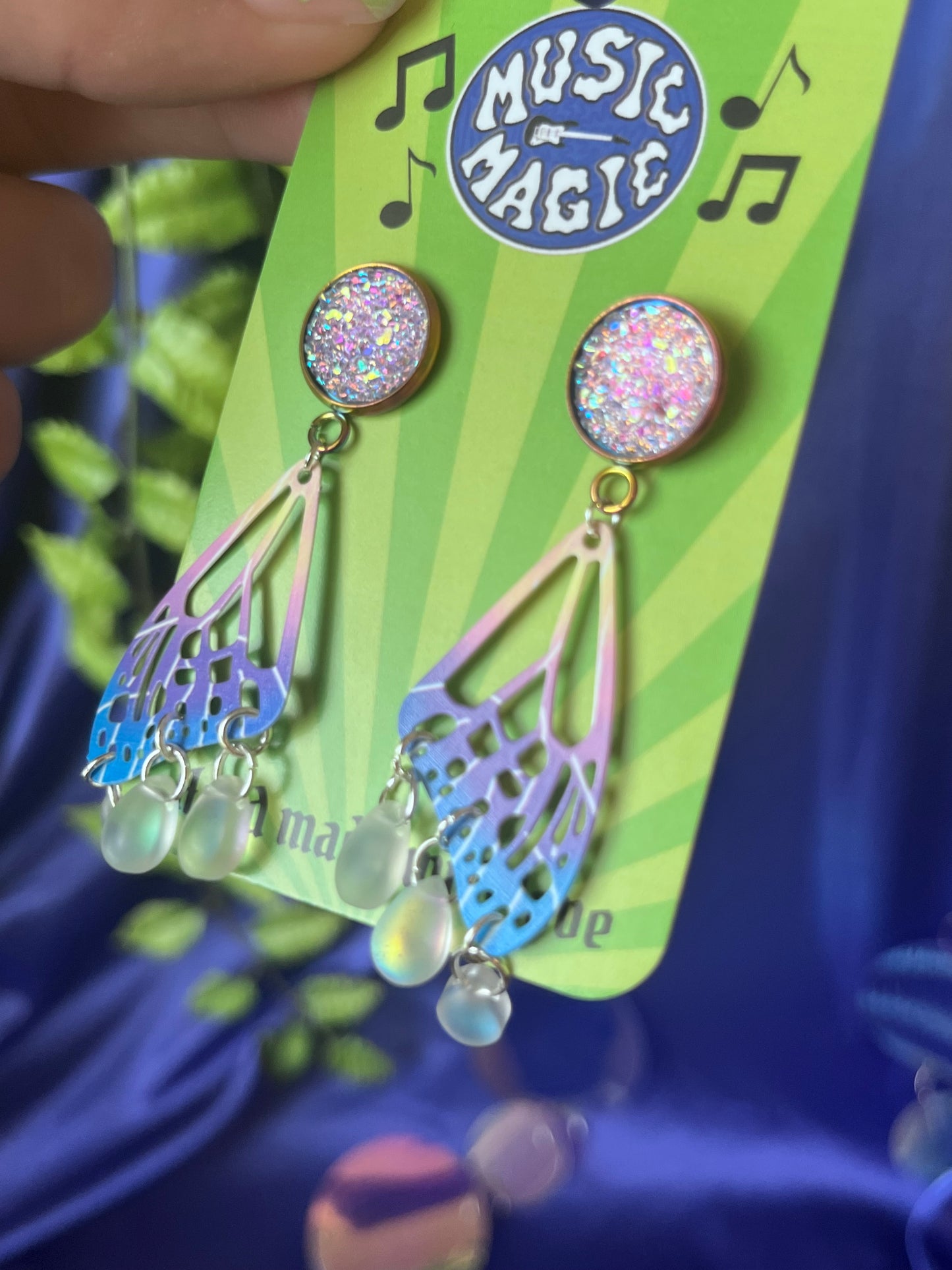 Butterfly Wing Stud Earrings - Lavender