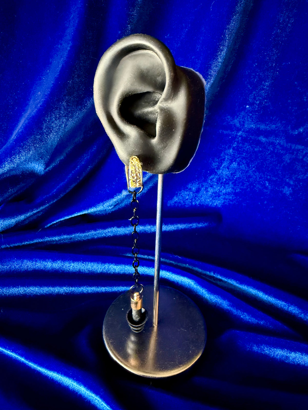 Ear Plug Earrings - Gold Ornate Hoops