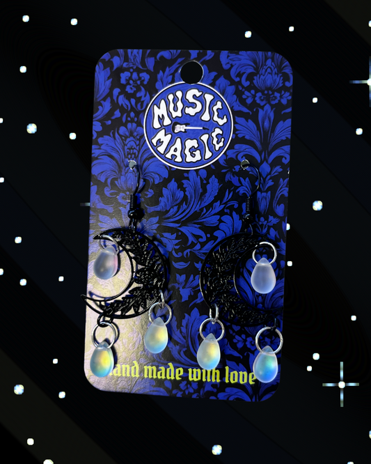 Teardrop Moon Earrings - Black