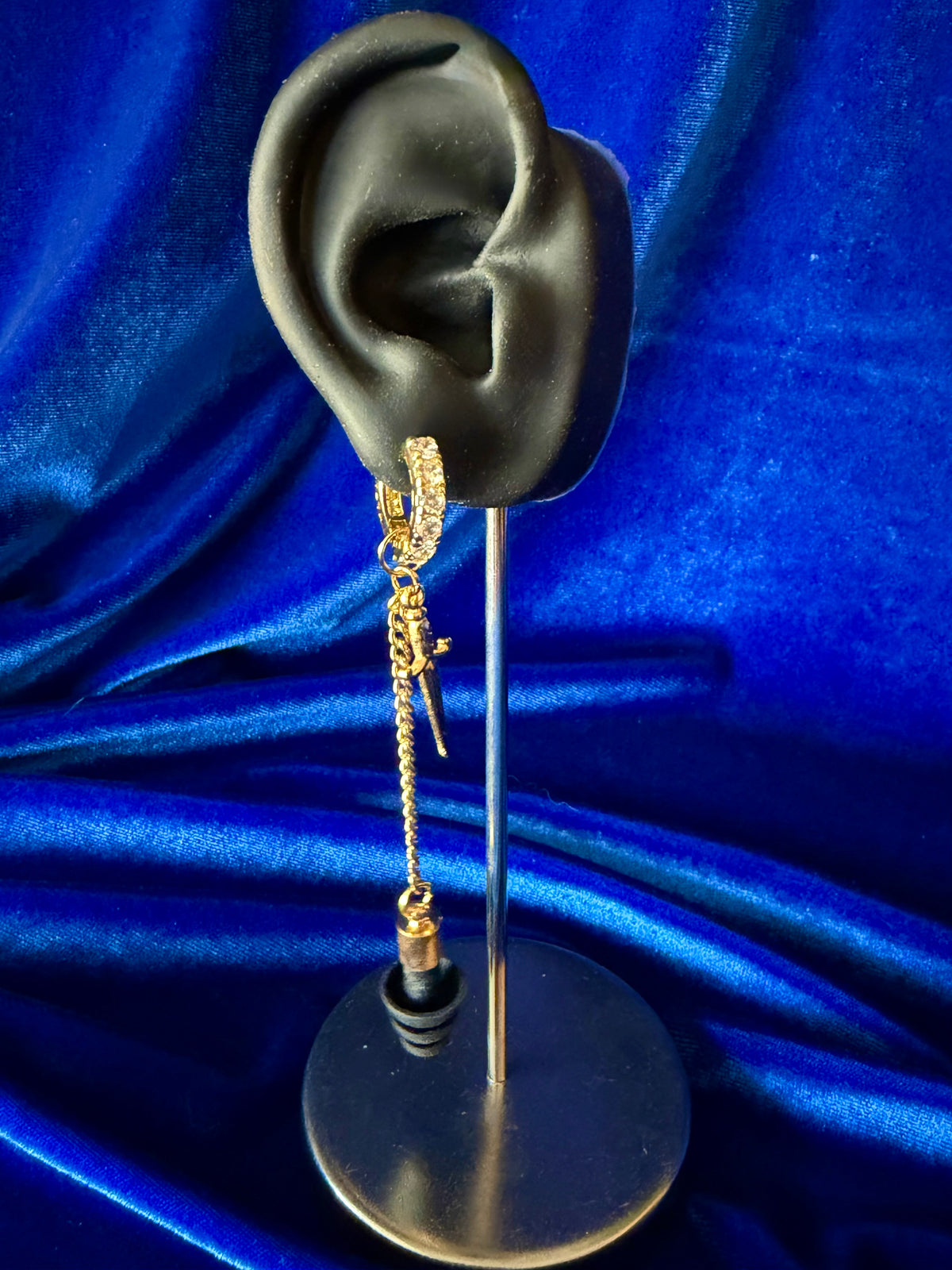 Ear Plug Earrings - Gold Jewel Hoops and Daggers