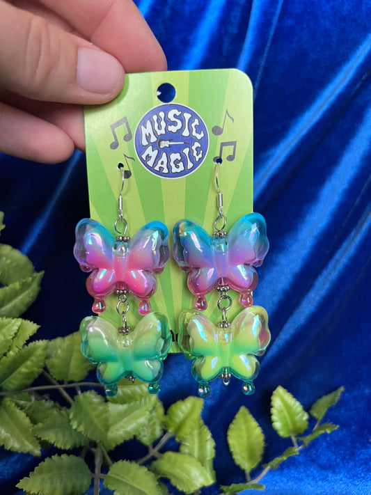 Gradient Butterfly Earrings - Double