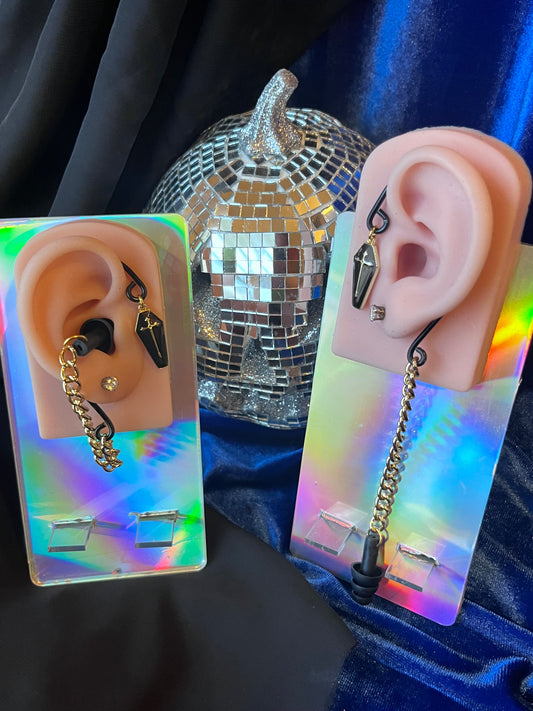 Ear Plug Ear Cuff Set - Coffin