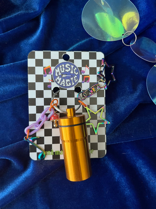 Cannister Keychain - Orange Stars