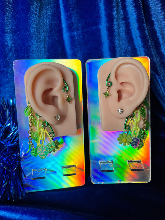 Green Ear Cuff Set - Botanical Garden