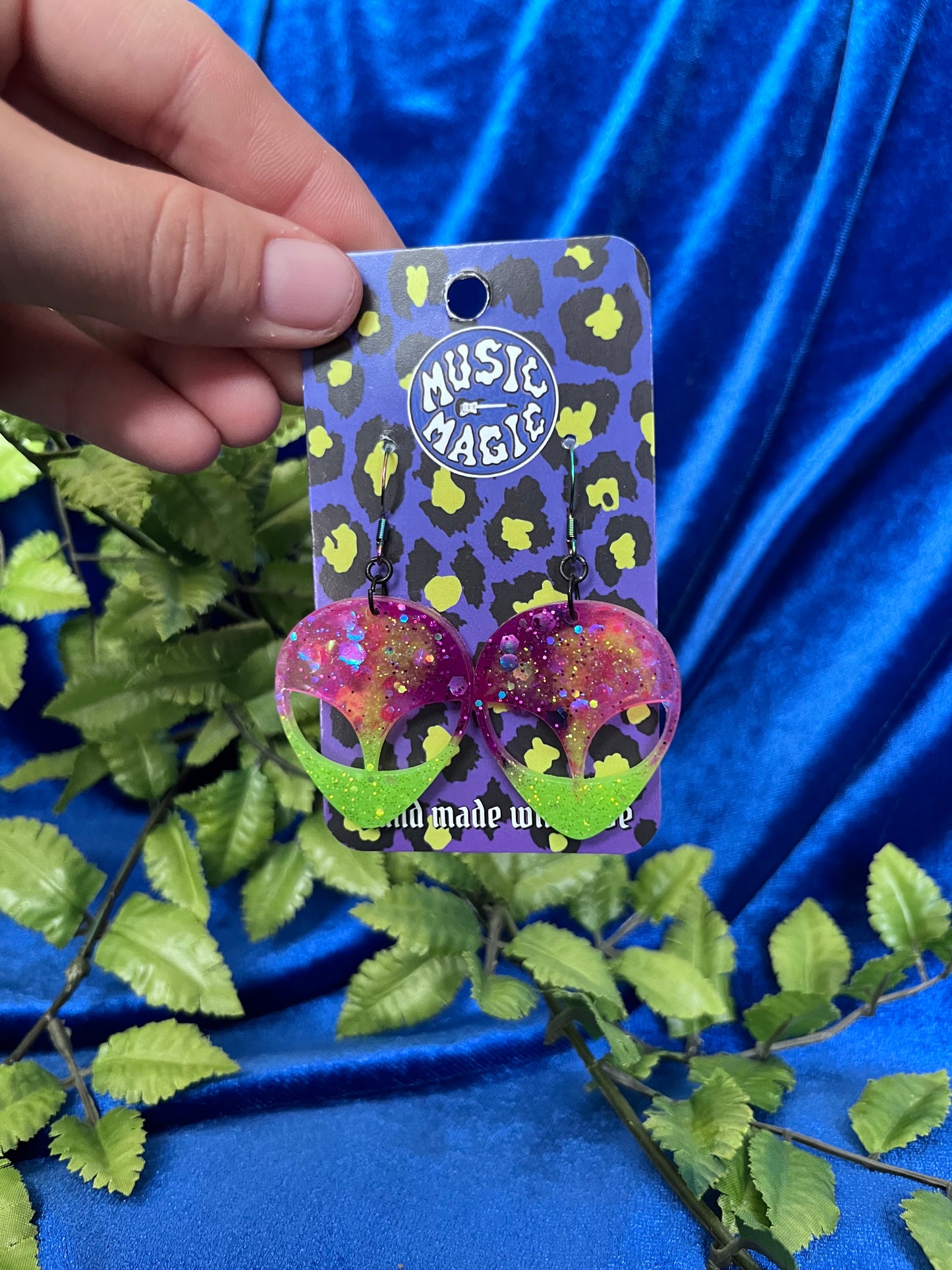 Alien Glitter Resin Earrings - Tie Dye