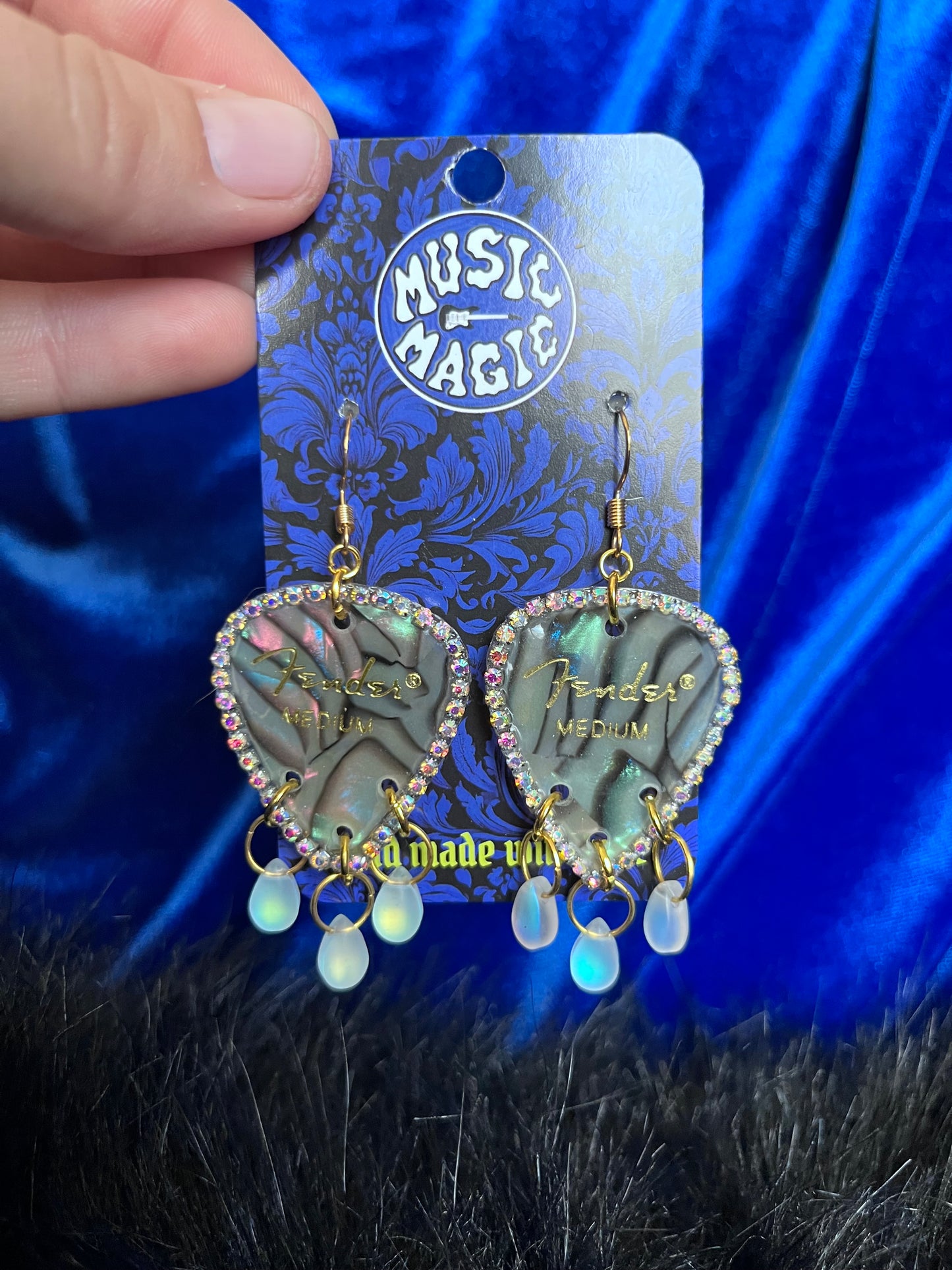 Opal Guitar Pick Droplet Earrings