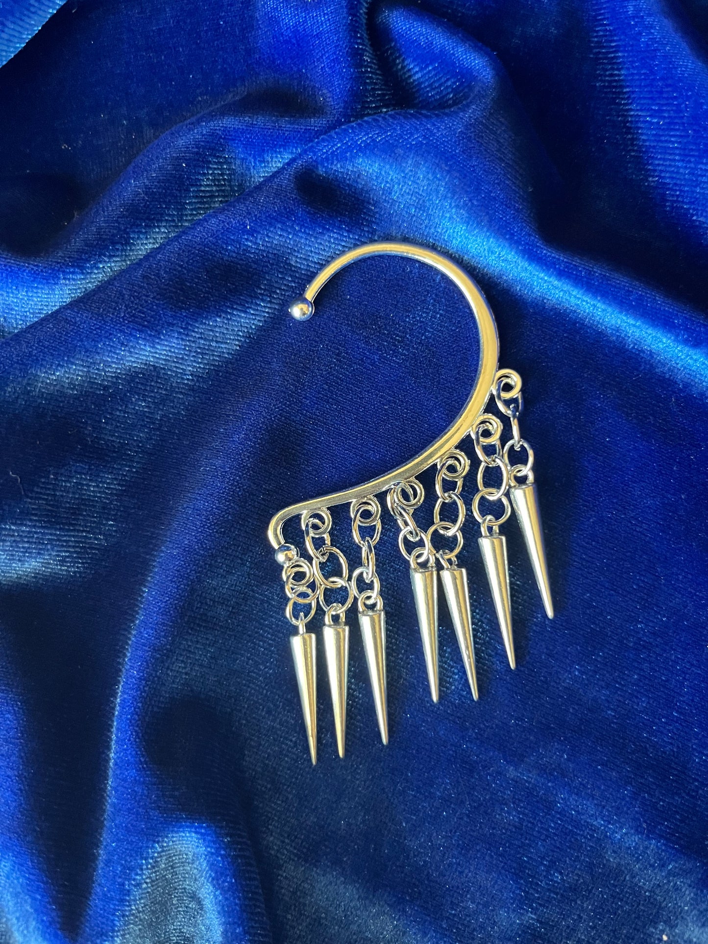 Ear Cuff Single - Silver Spikes