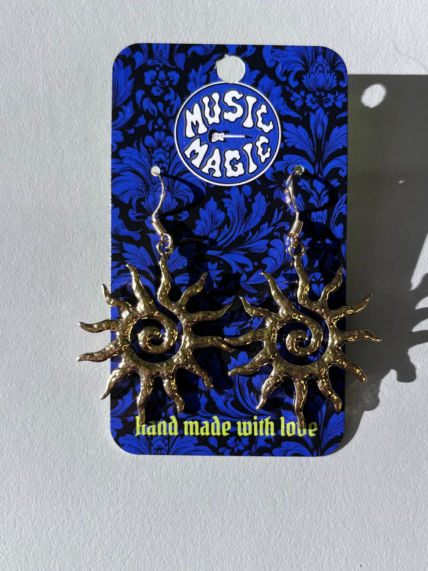 Hammered Sun Spiral Earrings