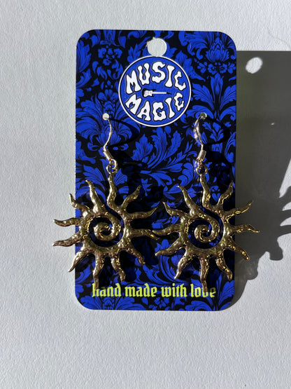 Hammered Sun Spiral Earrings