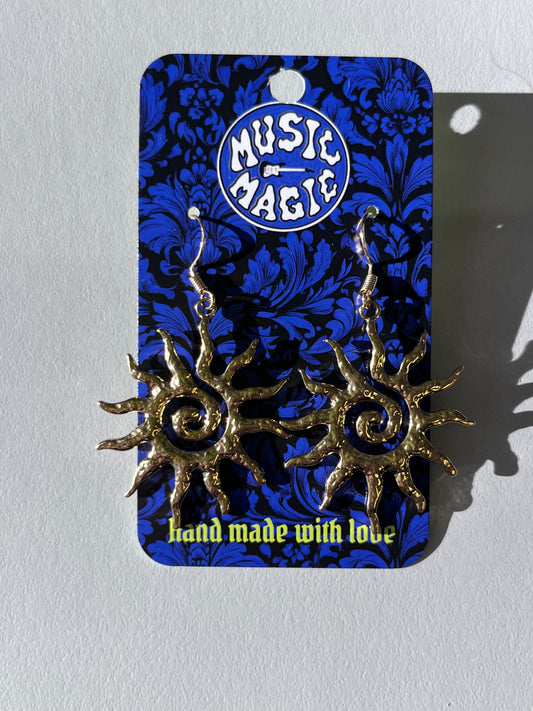 Hammered Sun Spiral Earrings