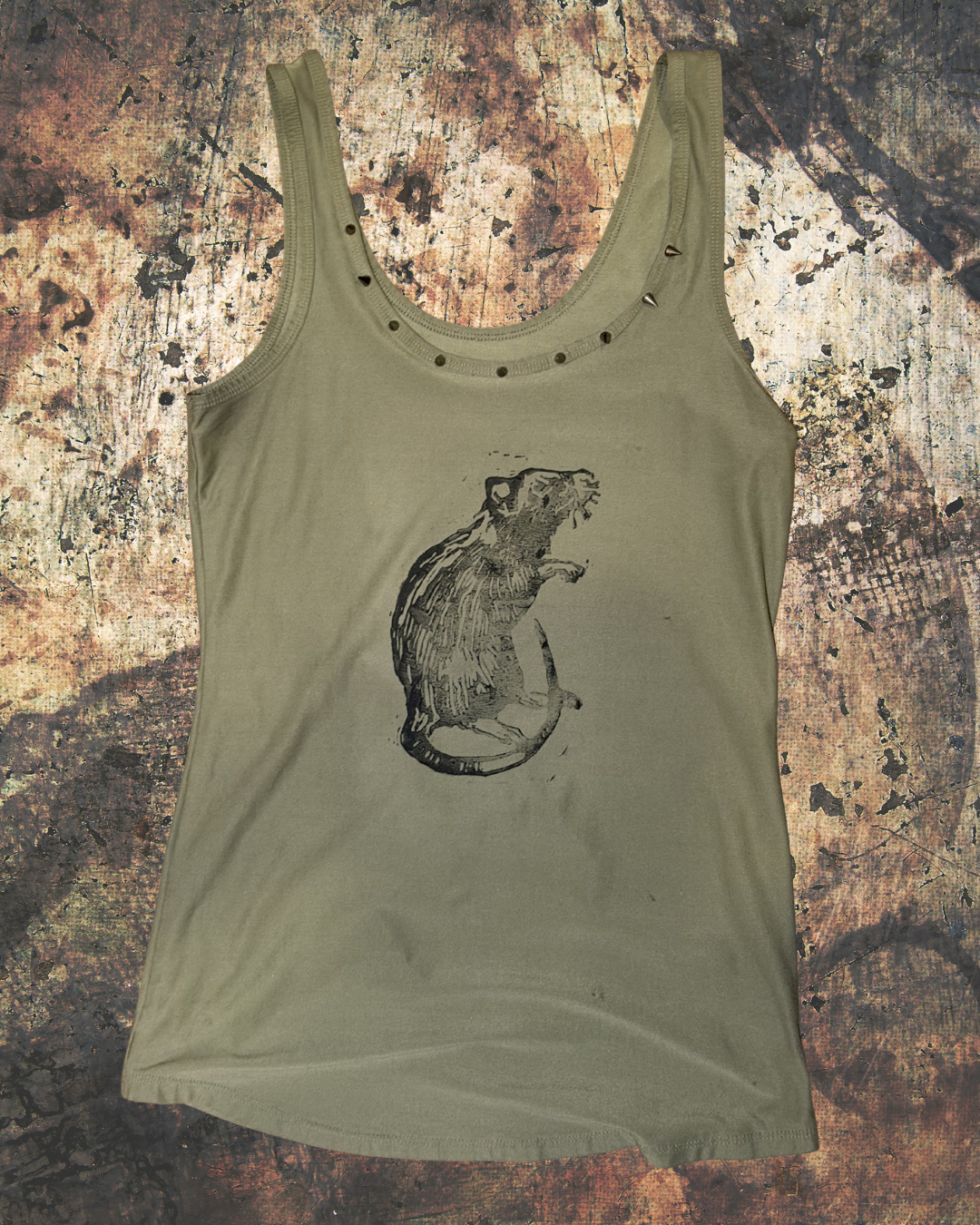 Studded Rat Tank - Olive