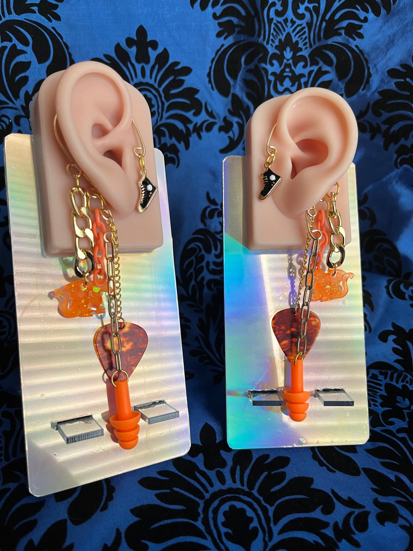 Ear Plug Ear Cuff Set - Orange Dragon