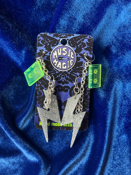 Earrings with Tiny Cuff - Lightning Cassette