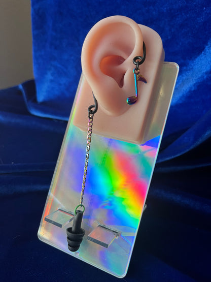 Ear Plug Ear Cuff Set - Rainbow Music Note