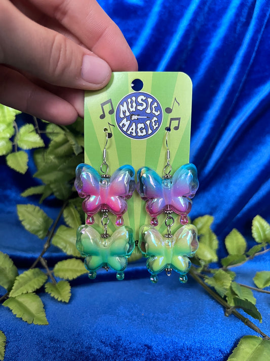 Gradient Butterfly Earrings - Double