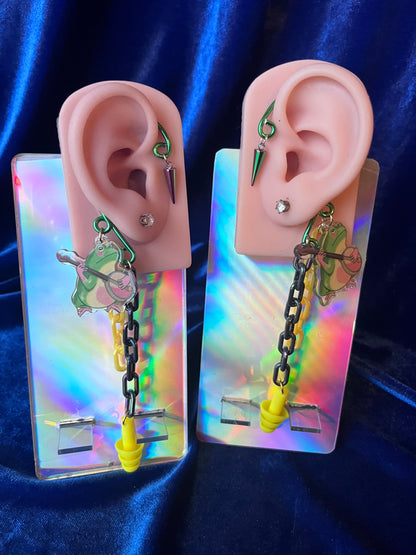 Ear Plug Ear Cuff Set - Banjo Frog