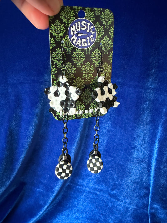 Ear Plug Earrings - Splotch Star and Checker Ear Plugs